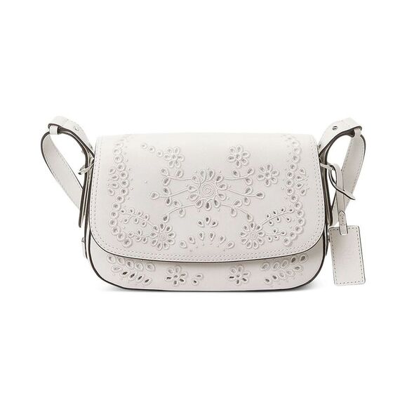 Lauren Ralph Lauren Womens Maddy Eyelet Leather Small Shoulder Bag White - NWT,All Products : American Fashion Style Bags On Sale